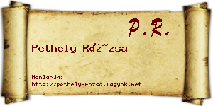 Pethely Rózsa névjegykártya